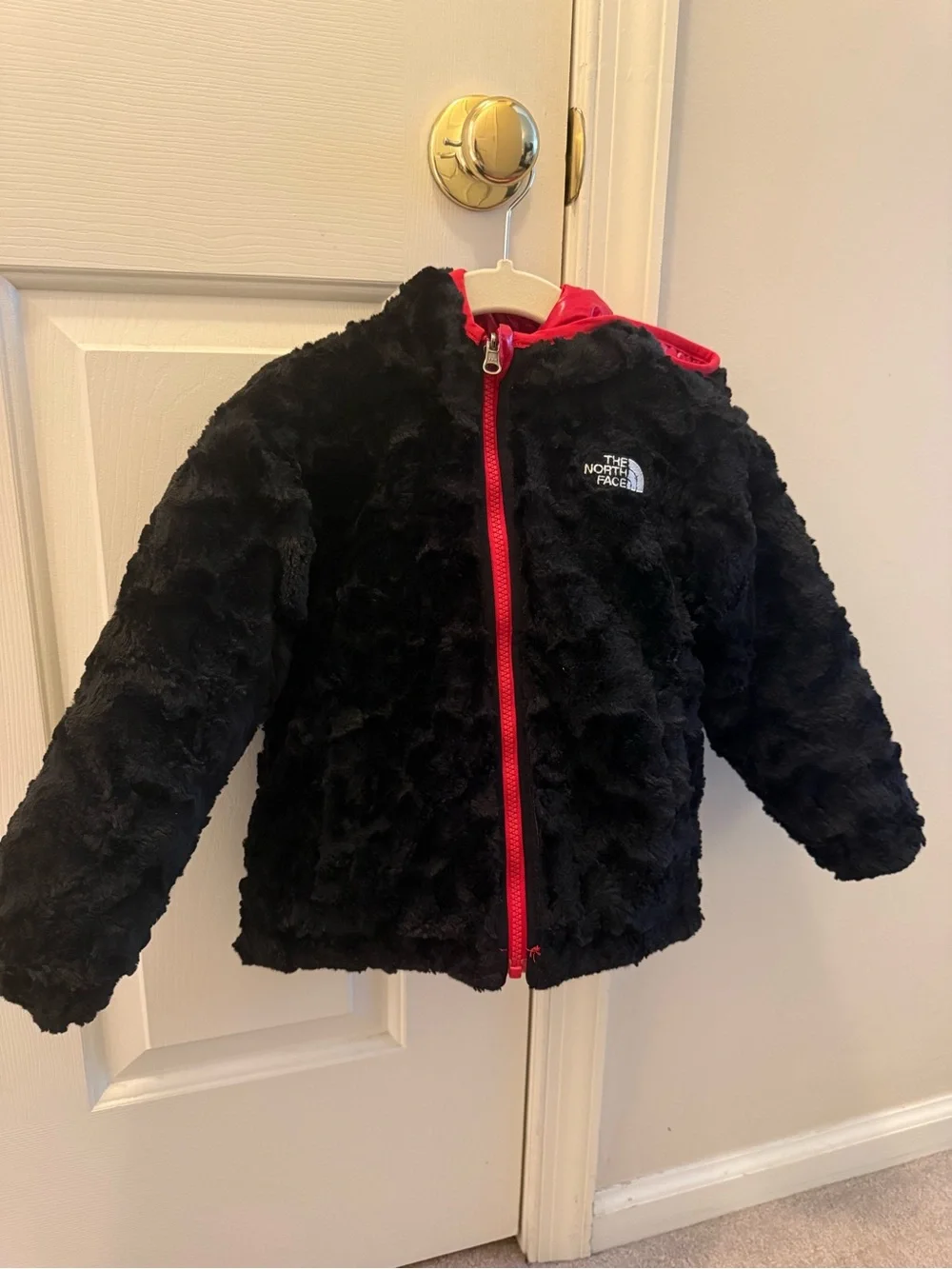 The North Face Kids Red Quilted  Reversible Hooded Puffer Jacket